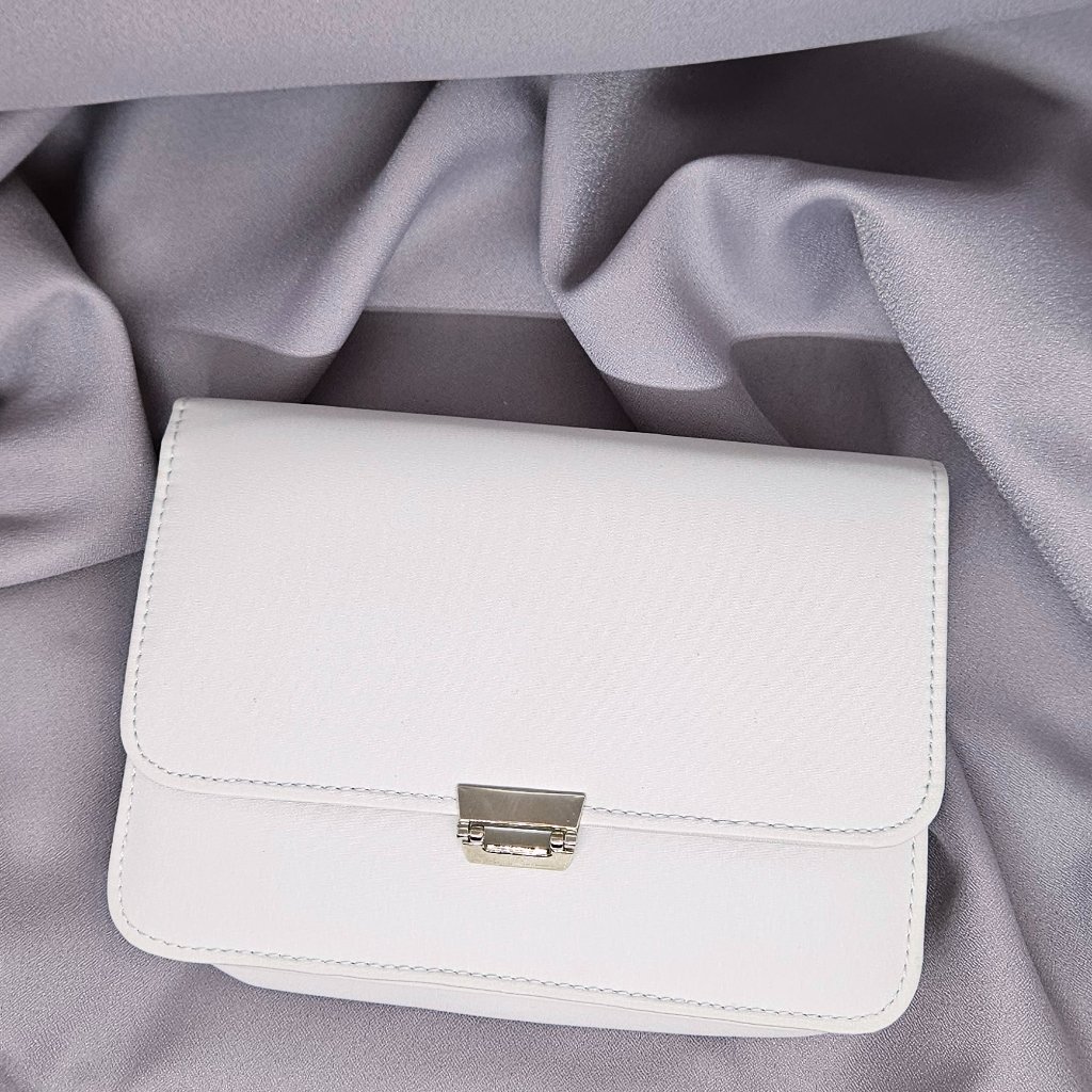 Clutch Bag, Light Gray With Detachable Strap, Credit Card Holder, & Key Holder